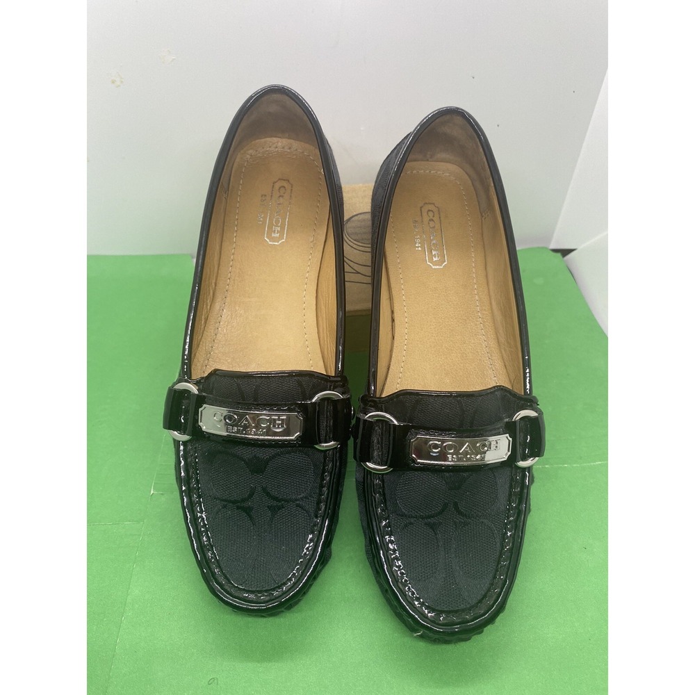 Coach Felisha A2134 Slip On Loafers Black Monogram Fabric Flats Mens 6.5B